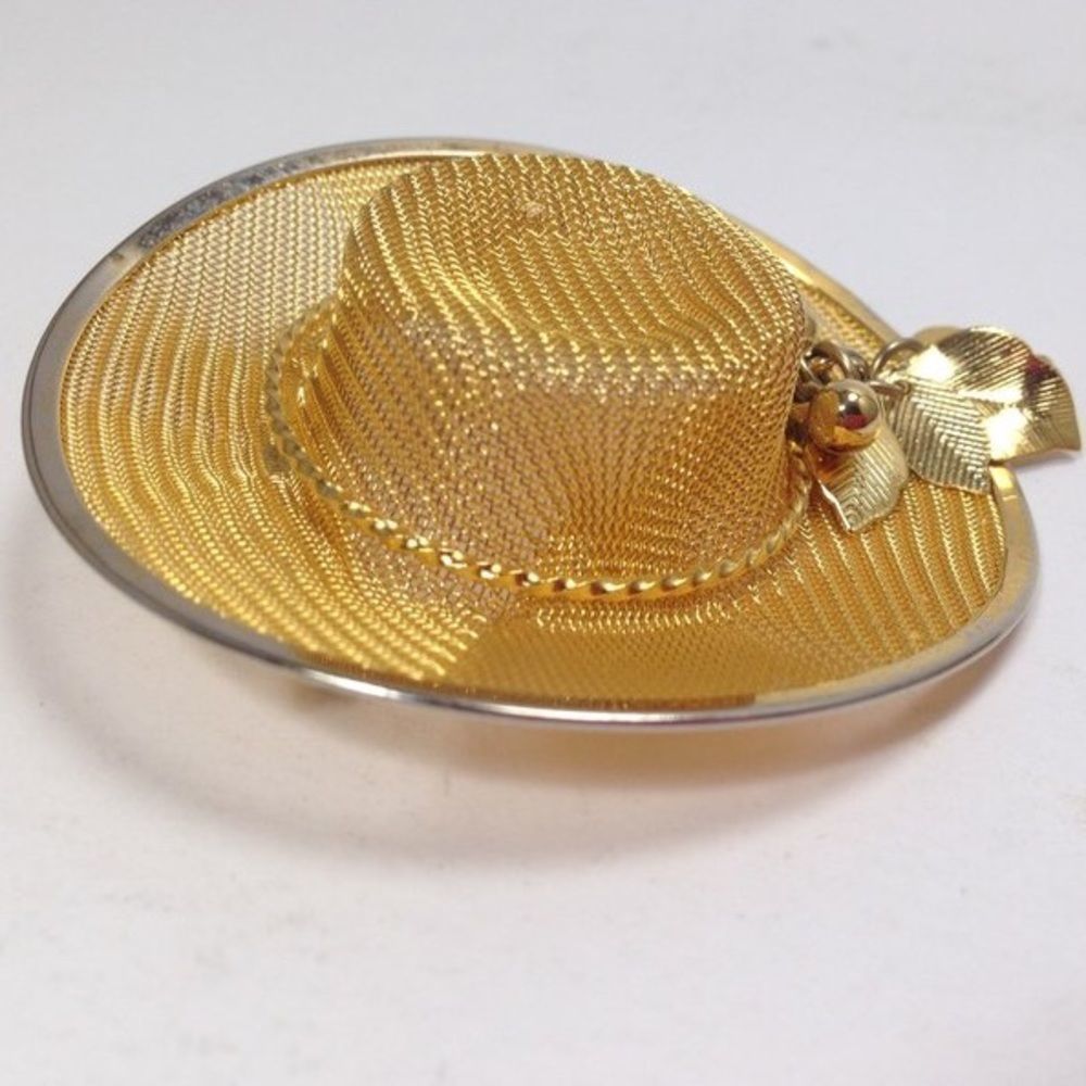Vintage Gold Mesh Hat Brooch